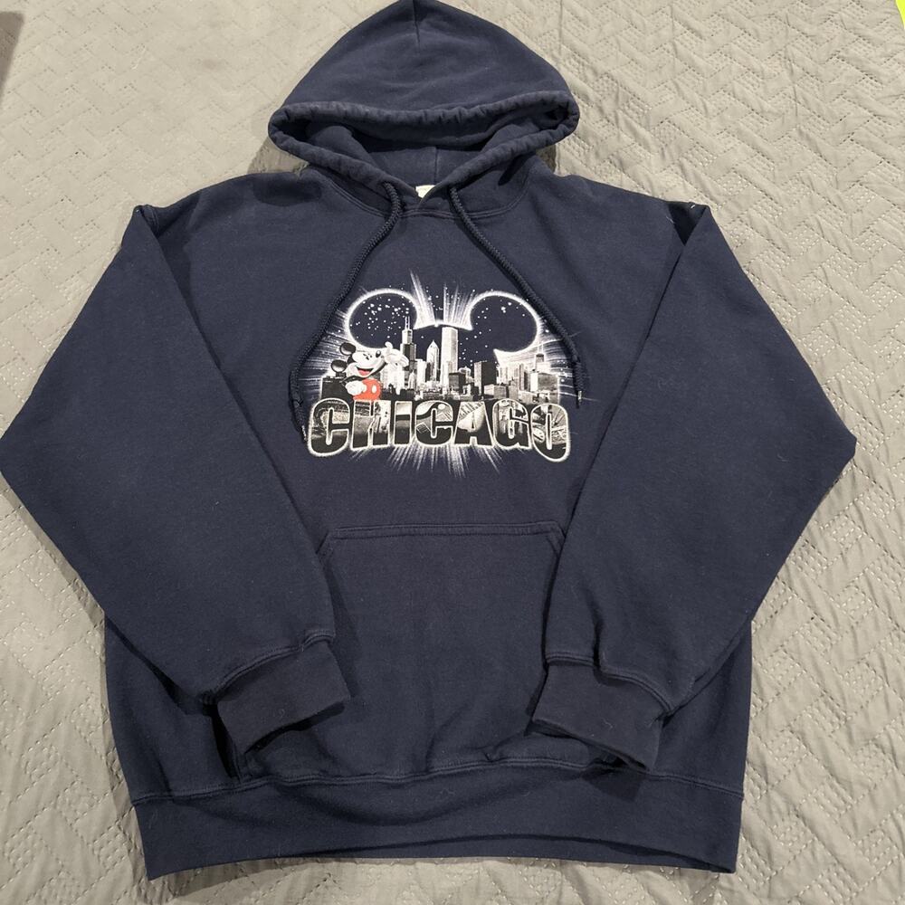 Disney Store Exclusive CHICAGO Mickey Mouse Full Zip Hoodie Size XL Blue